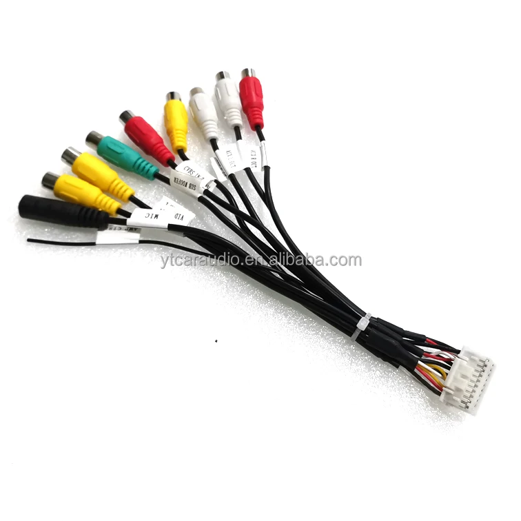 Car Stereo Receiver Radio RCA Output Wire Aux-in MIC Adapter Cable Car Line Out Adapter Subwoofer Microphone Adapter Cable