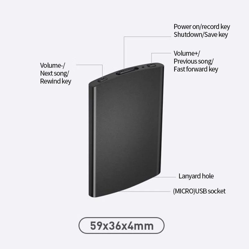 Thin and light MP3 smart hd noise reduction voice-activated voice Recorder