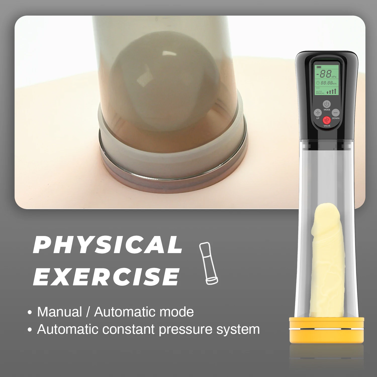 Male sex toys USB rechargeable smart automatic LCD digital display penis pump enlargement with timer