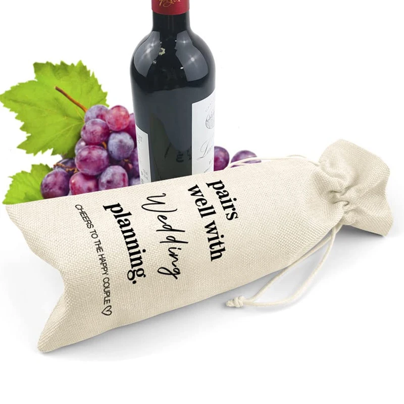 Hot Sale Cheap Linen Burlap Jute Sack Drawstring Wine Gift Bag Wine Bottle Bag Burlap Wine Gift Bags
