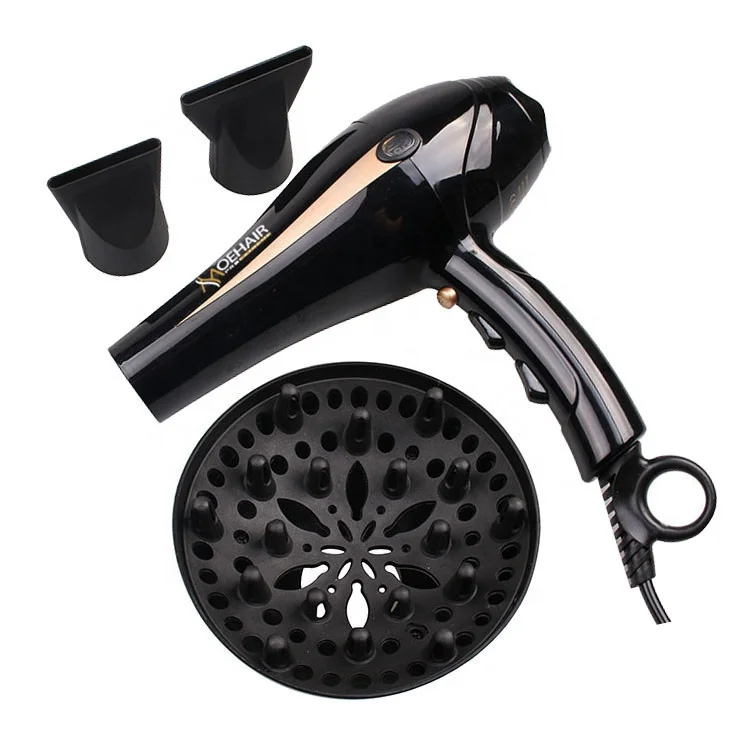 Pro Salon Hair Damage Protection Ceramic AC Motor Hair Dryer With Diffuser Concentrator Temperature Display