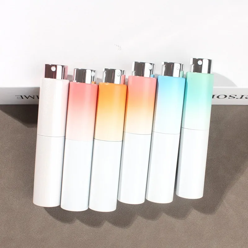 High quality Color gradient 10ml aluminum enclosure empty perfume refillable spray bottle