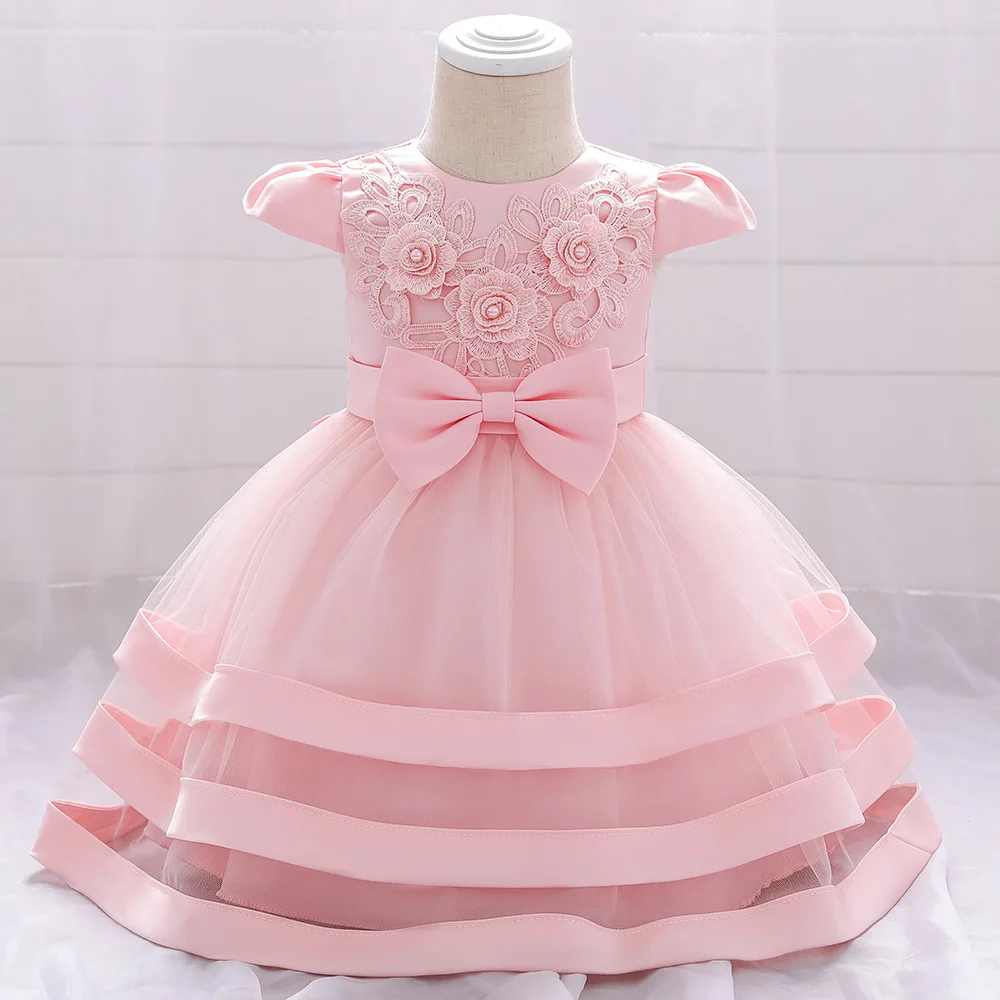 Baby Flower Dress Little Girl Tulle Dress Infant Baby Clothes Frocks Toddler Pink Frocks Princess Dress Baby Frock for 2 Years