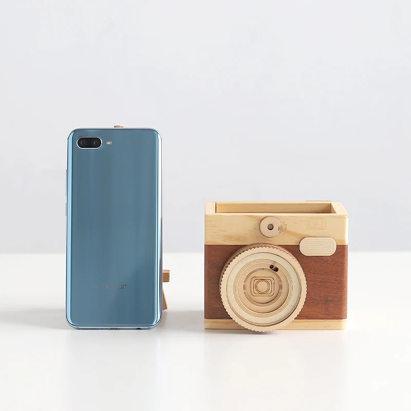 New European small camera shape pen holder creative household storage box desktop debris student stationery wooden organizer box