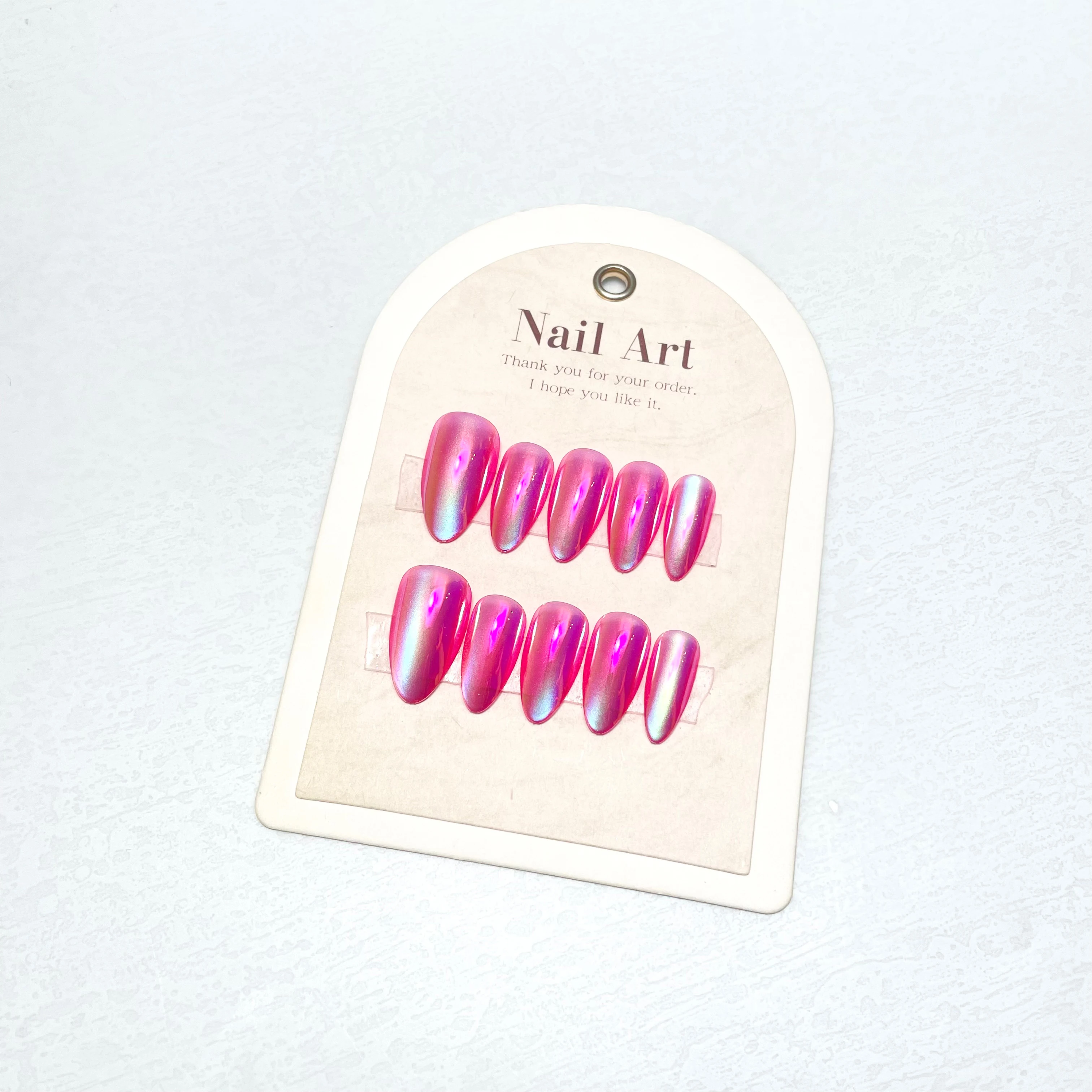 Luxury Cat Eye Design Chrome Finished Press-On Nail Long 3D French Salon Style Reusable ABS & Acrylic Model & Coffin Pattern