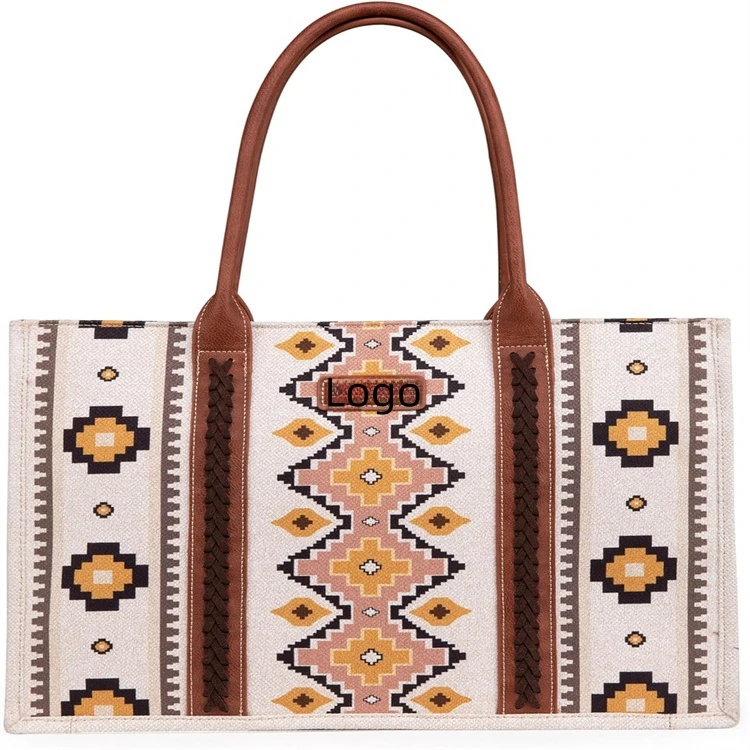 Retro Cotton And Hemp Printed Western Women Handbags Shoulder Handheld Canvas Crossbody Bag With Printing Pattern Logos