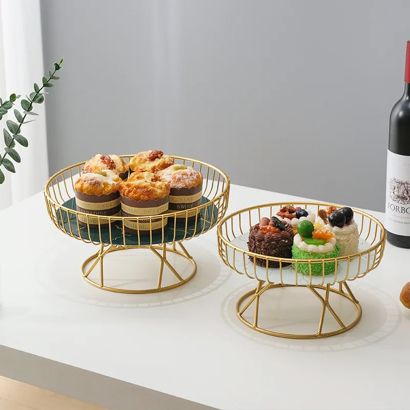 Metal Wire Fruit Basket Candy Snacks Storage Tray