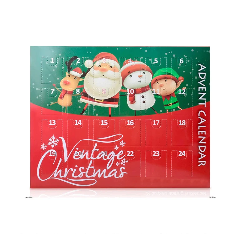 Hot sale custom design printing packaging advent calendar 24 days christmas advent calendar box