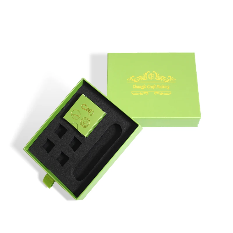 High Quality Custom Logo Popular Classical Design Gifts Keychain Box Packaging Small Drawer Box With Foam Insert