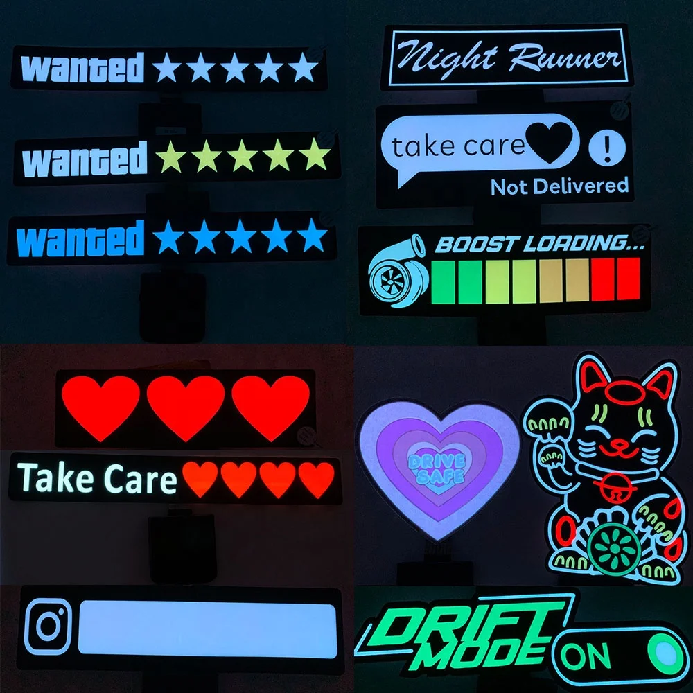5 Stars Wanted Led Light-Emitting Window Sticker Windshield Sticker Jdm Decorative Car Accessories revoke automotive panel led w