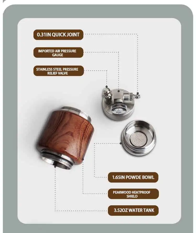 Quick Hot Espresso Machine with Air pump Portable Air compressor for High Pressure Extraction Espresso Maker