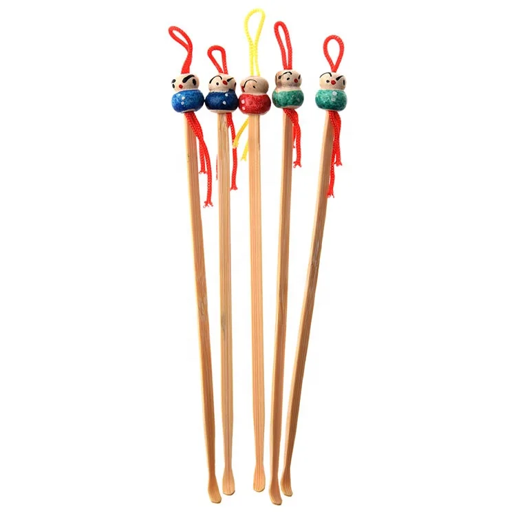 Assorted Colors Oriental Doll Decoration Earpick Ear Cleaner Bamboo