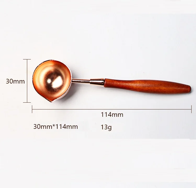 Vintage Brass Wax Seal Melting Spoon Wood Handle Rose Gold Wax Seal Stamp Spoon For Envelope Invitation