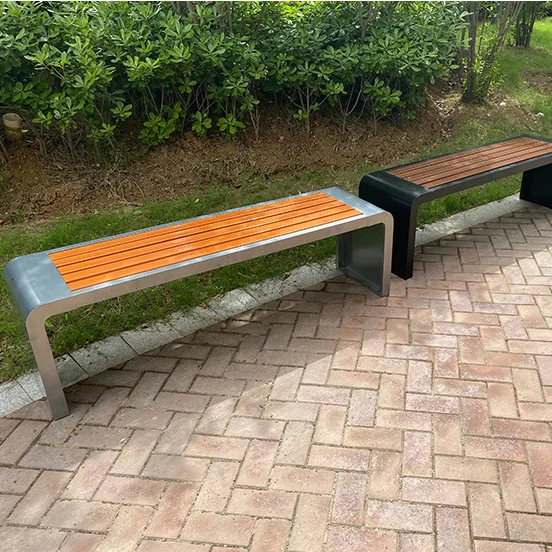 High Quality Modern Outdoor Public Park Metal Steel Solid Garden Patio Wooden Bench