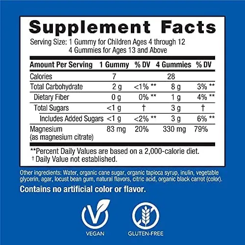 Magnesium Citrate Gummies Daily Dietary Supplement to Support Bones Muscle Function&Cognition Natural Sleep Aid Energy Booster