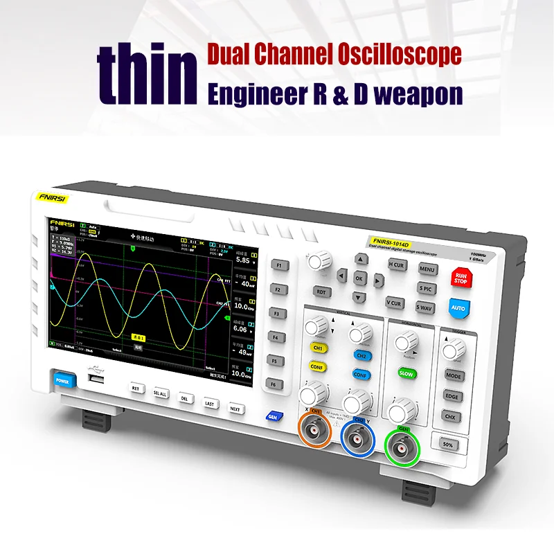 Portable Digital Storage FNIRSI-1014D Oscilloscope 2 in 1 Dual Channel Ana-log Bandwidth 1GSa/s Sampling Rate