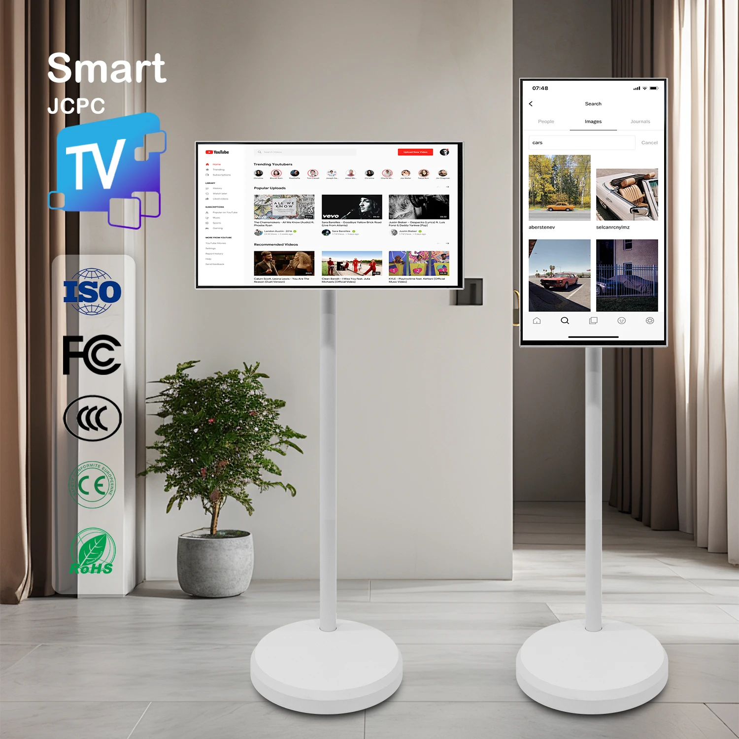 Low Price Wireless Wifi Rollable Jcpc Bestietv Tv Moveable Android Monitor 21.5 Inch Portable Touch Screen Smart Tv