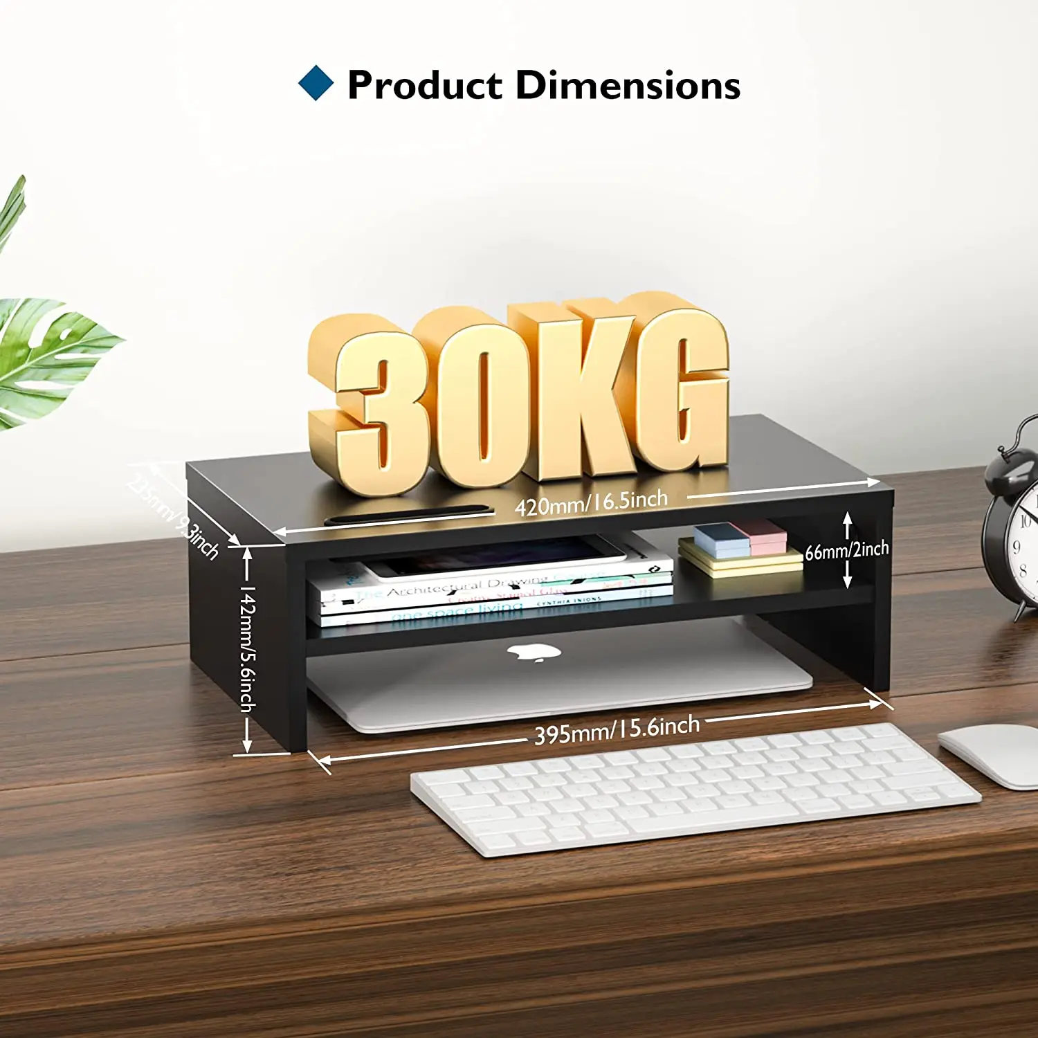 Computer Monitor Stand Riser Monitor Laptop Stand Metal Large Format Display Monitor with Stand Black Modern Wood Printer Wooden