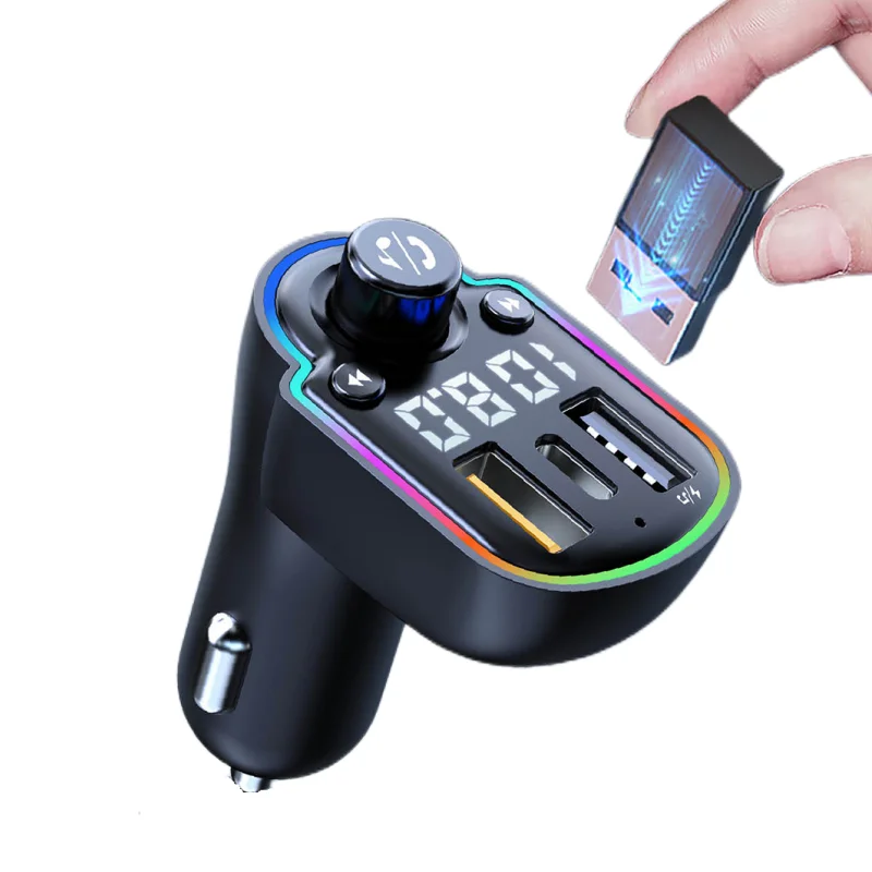 The New Dual USB Car Charger FM Transmitter BT Adapter Wireless Handsfree Stereo Mp3 Player Colorful Lights FM Modulator
