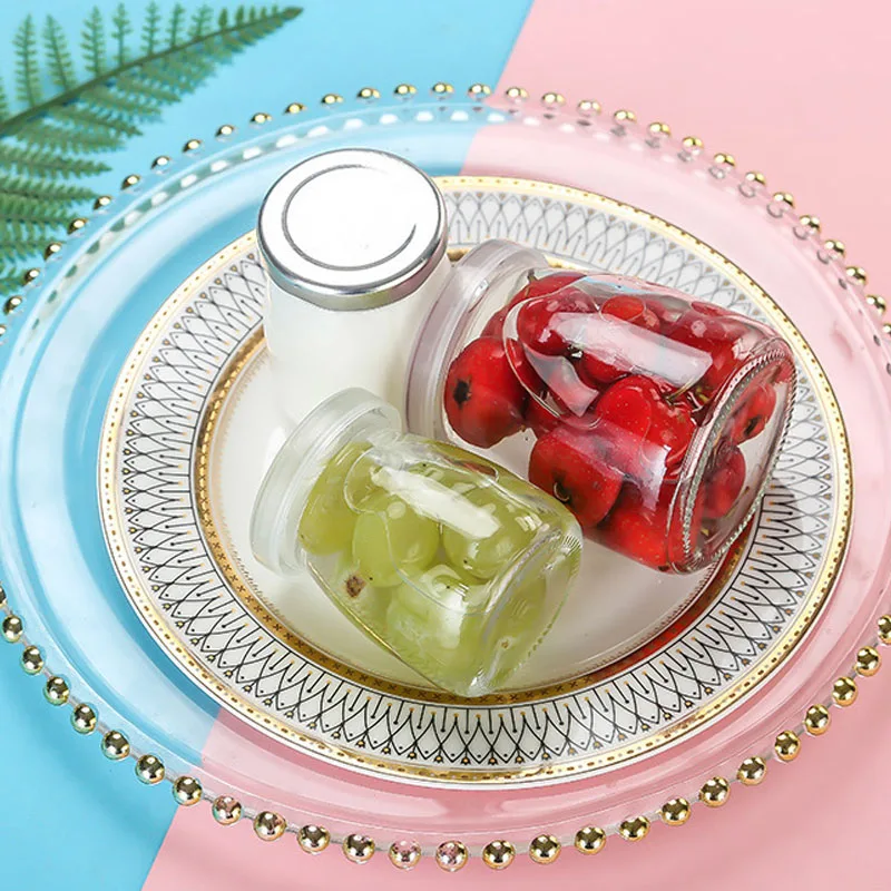 DIY 7 oz Clear Pudding Jars Ideal Glass Jars Yogurt Jars with PE Lids and Cork Lids for Jam Honey Spices Mousse