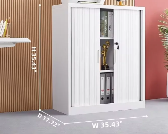 Double Sliding Door Rolling Shutter Storage Steel Cabinet Tambour Door Top Filing Cupboard Office