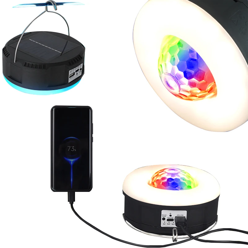2023New outdoor camping light portable recharge solar Emergency Power Supply RGB Ambient Light led light  camping lamp