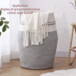 Can directly ship 100 high-quality gray miscellaneous large belly  cotton rope woven basket