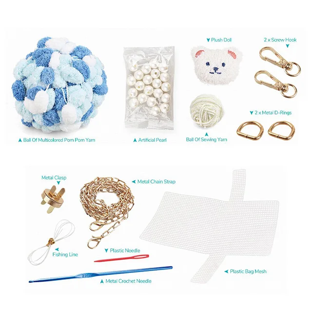 Children hand-woven bag diy homemade material bag art and craft toys handbag mini bag for plush toy