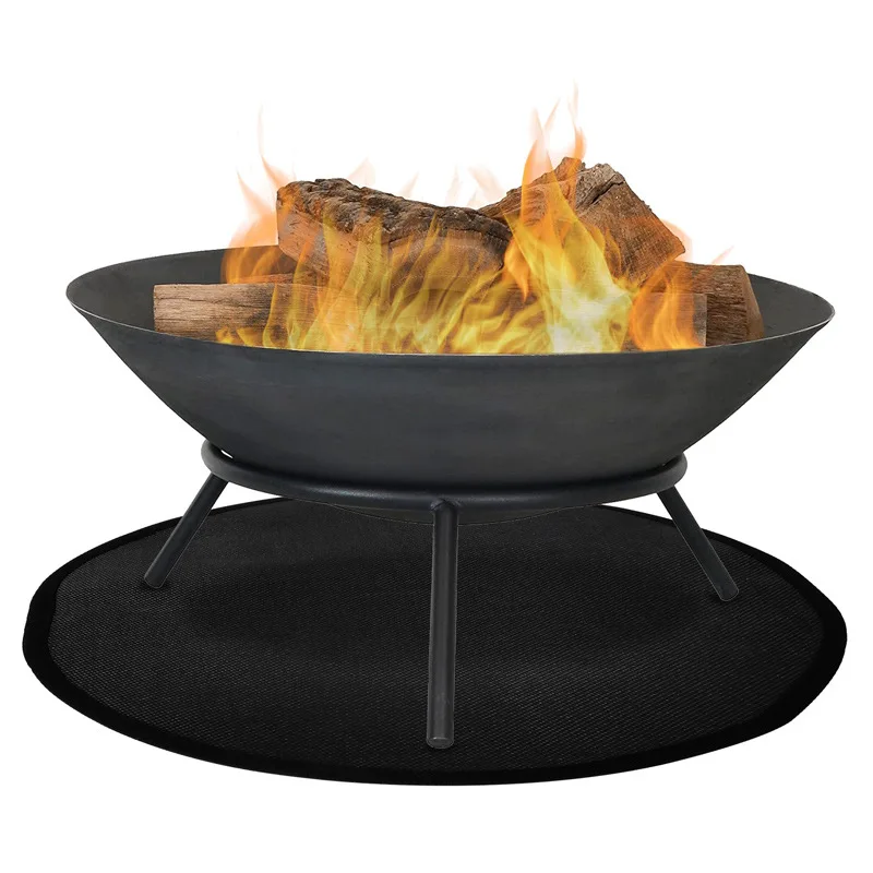 Low MOQ custom colors outdoor terrace round  fiberglass silicone barbecuemat fire pit oven mat fireplace brazier fireproof mat