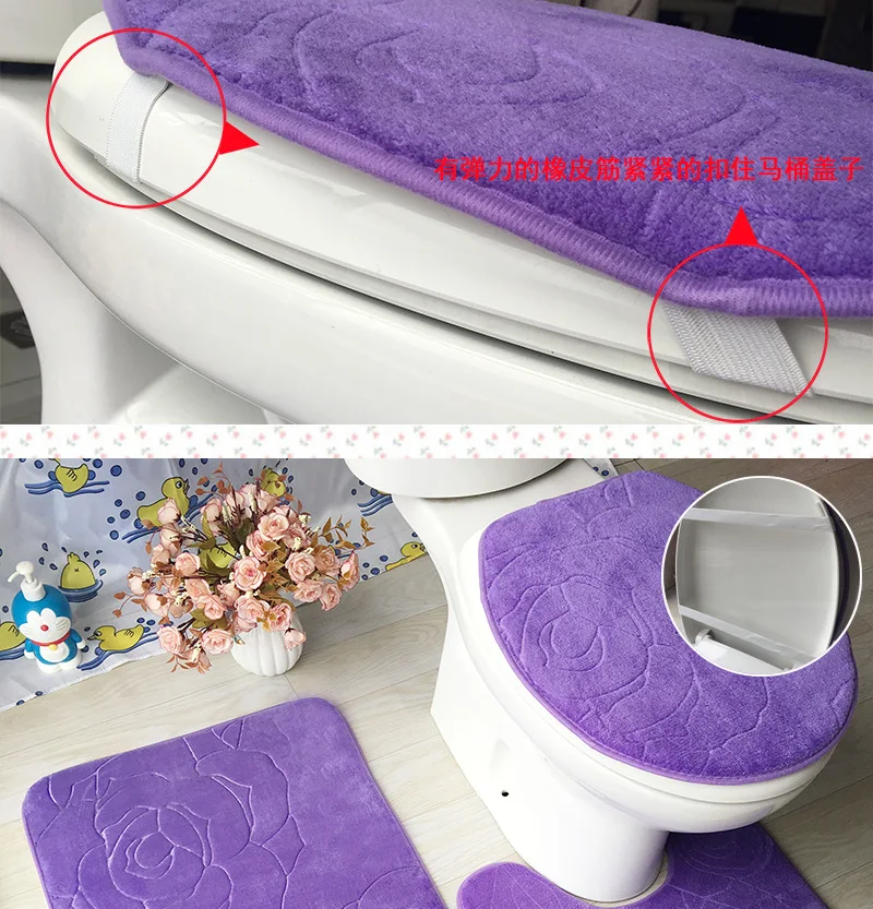 3Pcs/set Bathroom Mat Set Flannel Anti-Slip Kitchen Bath Mat Carpet Bathroom Toliet Rug Washable Tapete Banheiro