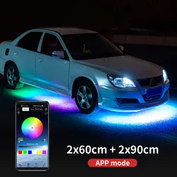 App Control Flowing Chasing Color RGB Car Underglow Light Kit Underbody Neon Light Car Led Strip Lights