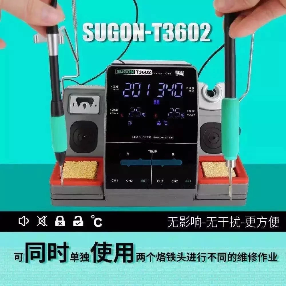 SUGON T3602 2 in 1 Soldering station with soldering tips for Mobile Phone Repair Coming Soon welding