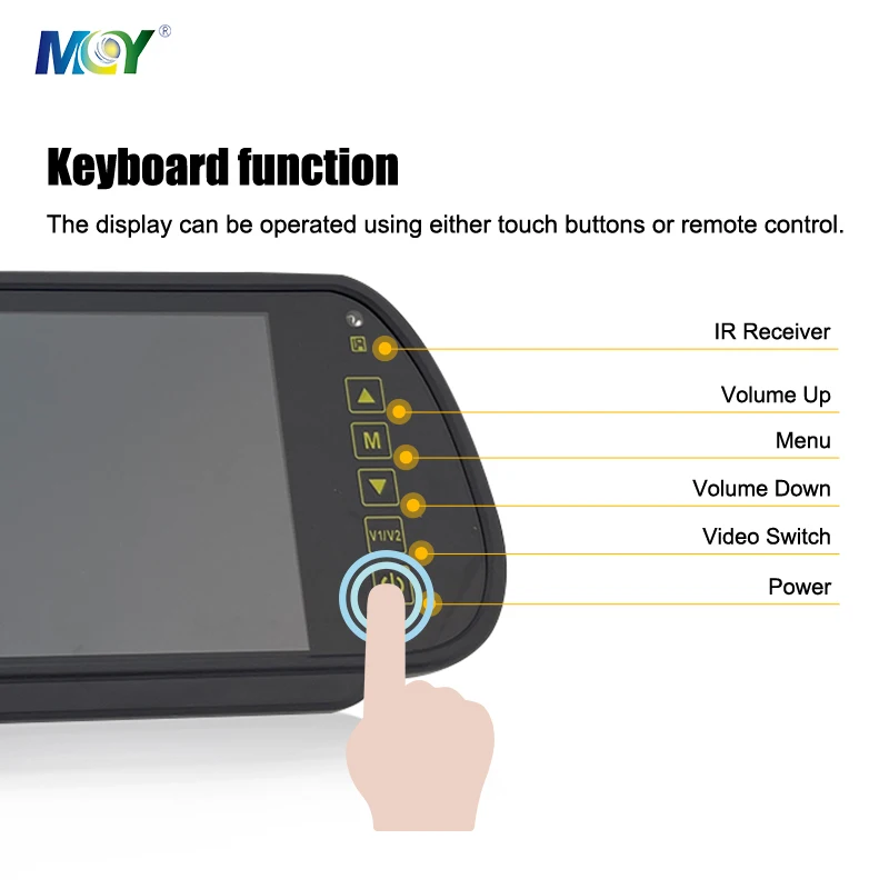 MCY HD CCTV Touch Rear View Mirror Backup Reversing Camera 7 Car Monitors