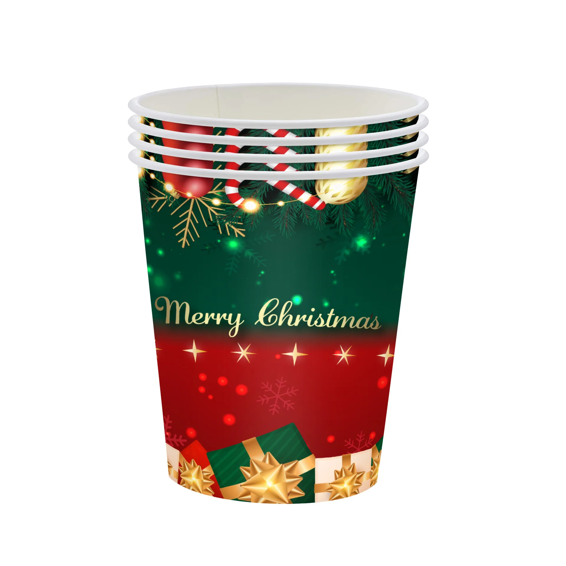 Christmas Paper Plates and Napkins Set Disposable Merry Christmas Party Plates Red Green paper plates party supplies