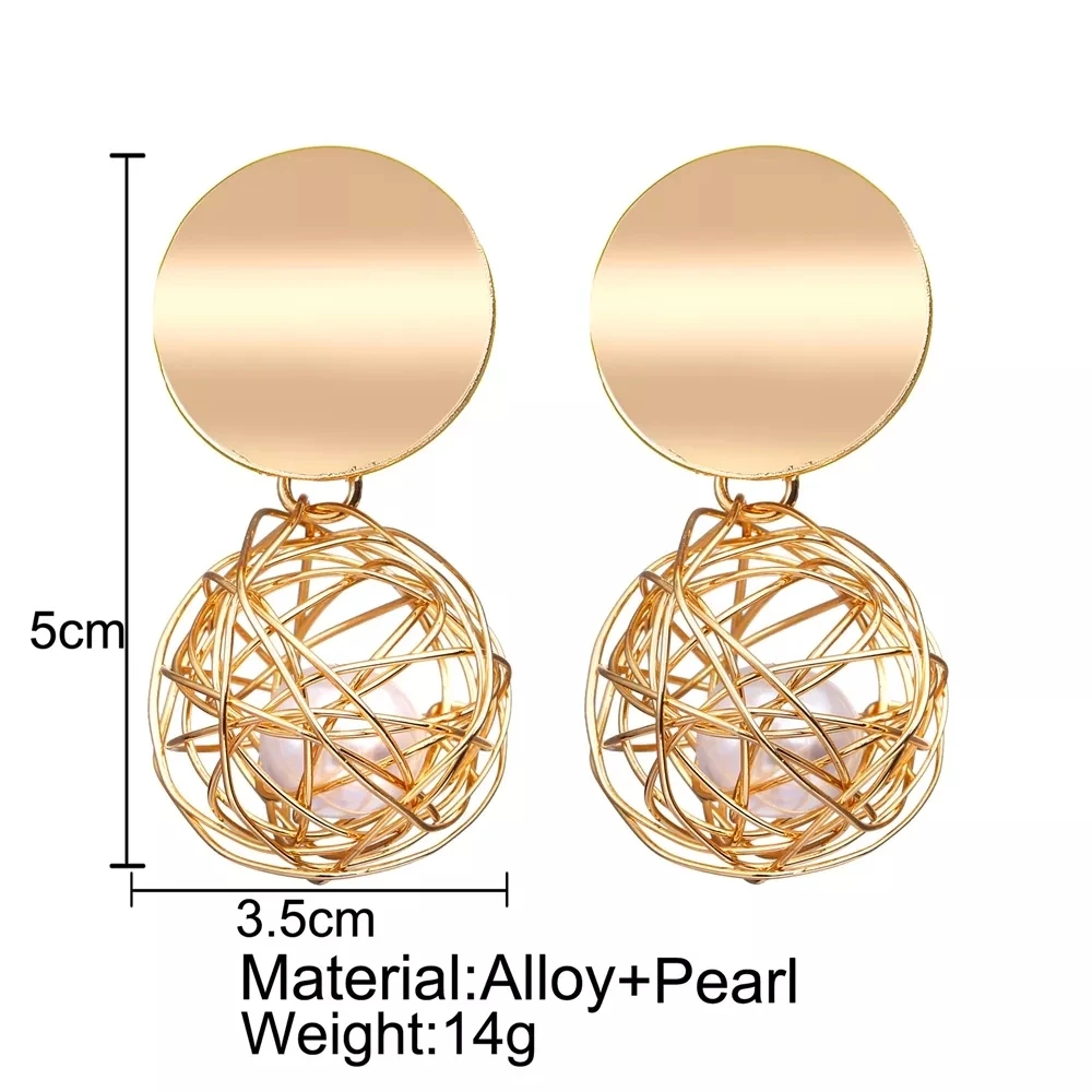 Online Customization Holographic Geometric Shape Iron Wire Hollow Ball Earrings Studs Wholesale Travel Jewelry