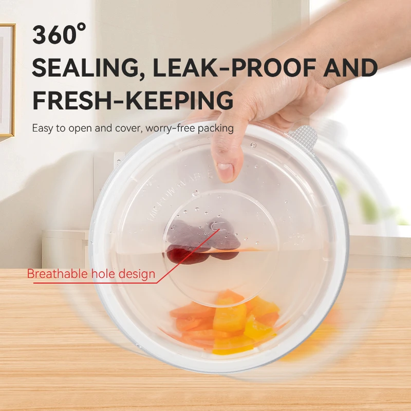 650ml Microwaveable Black PP Plastic Food Storage Soup Containers Reusable Freezer Safe Round Bowl With Lid