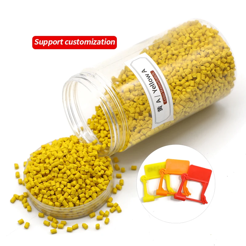 Wholesale PP PE ABS PLA EVA Bulk Plastic Material Pellets Granule Particle Plastic HDPE Yellow Color Masterbatch