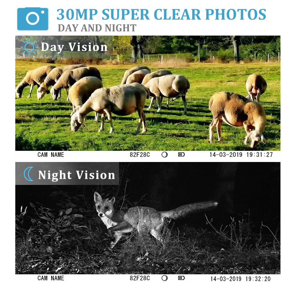 Outdoor Hunting Camera 30Mp 1080P Trail Wildlife Hunting Camera With MMS SMTP FTP