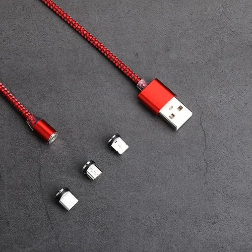 
Nylon Braided Fast Charging 3 in 1 LED Magnetic Charger Cable 