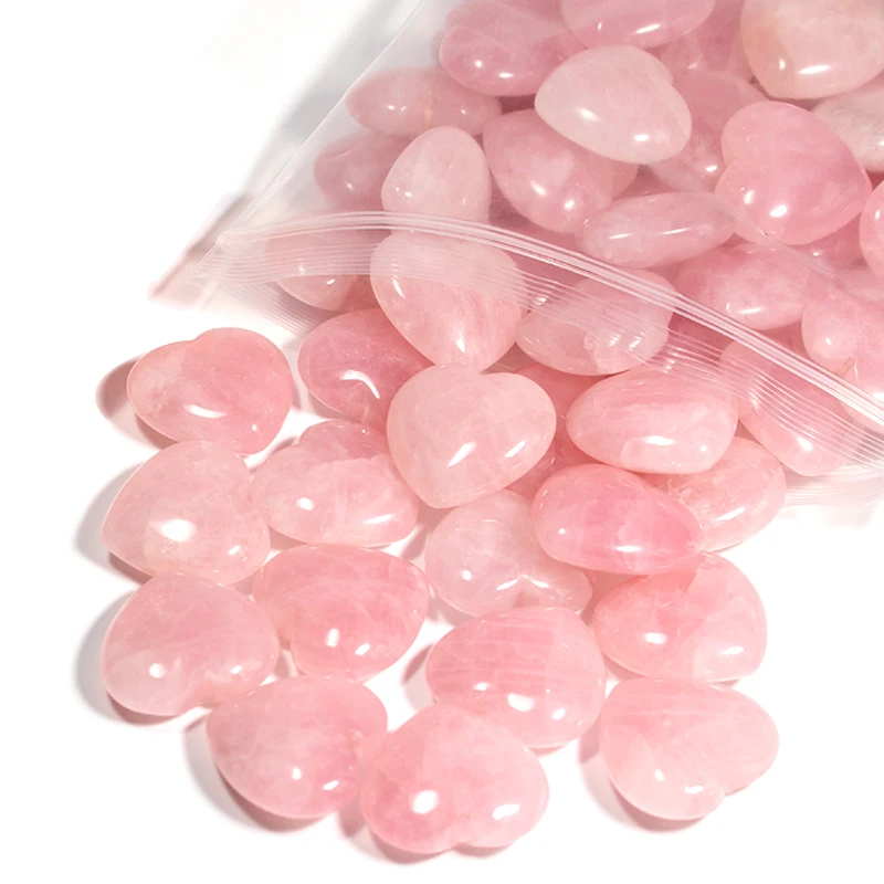 30mm  Healing Heart Shaped Crystals Natural Quartz Gem  for Home Decor Popular stone Rose Quartz Crystals Hearts