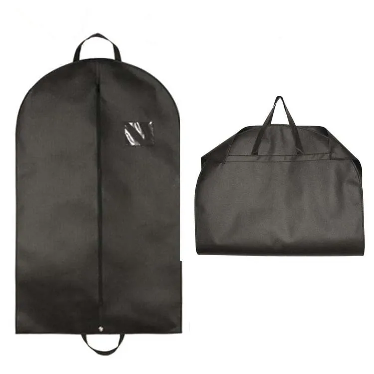 Custom Logo suit bag non woven Canvas White Cotton Fabric Garment Bag dustproof suit cover