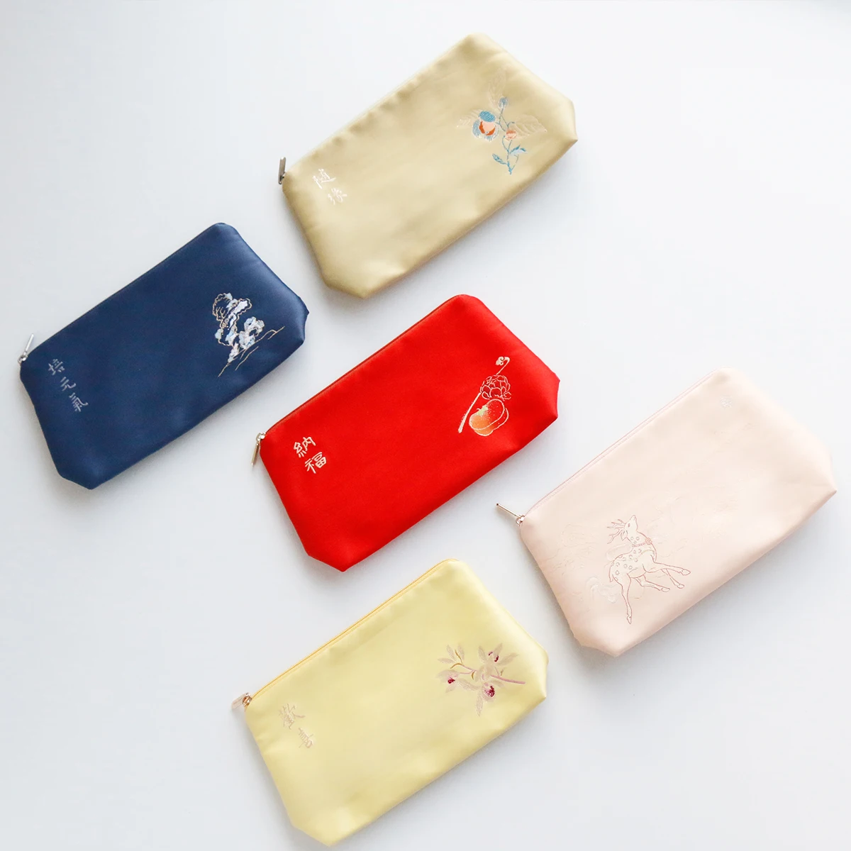 Women Floral Beauty Cosmetic Bag Makeup Case Organizer Silk Embroidery  Travel Large Wash Toiletry Storage Bag Pouch