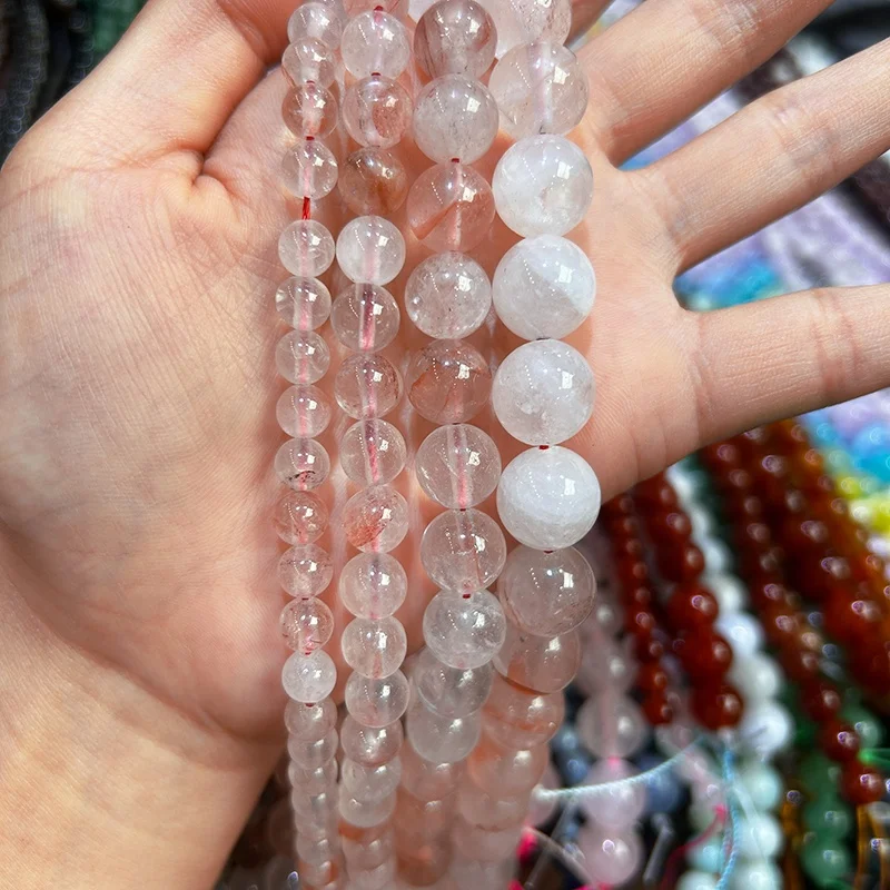 Natural Stone Beads Hematoid Quartz Red Tangerine Quartz Smooth Round Loose Beads for Jewelry Making