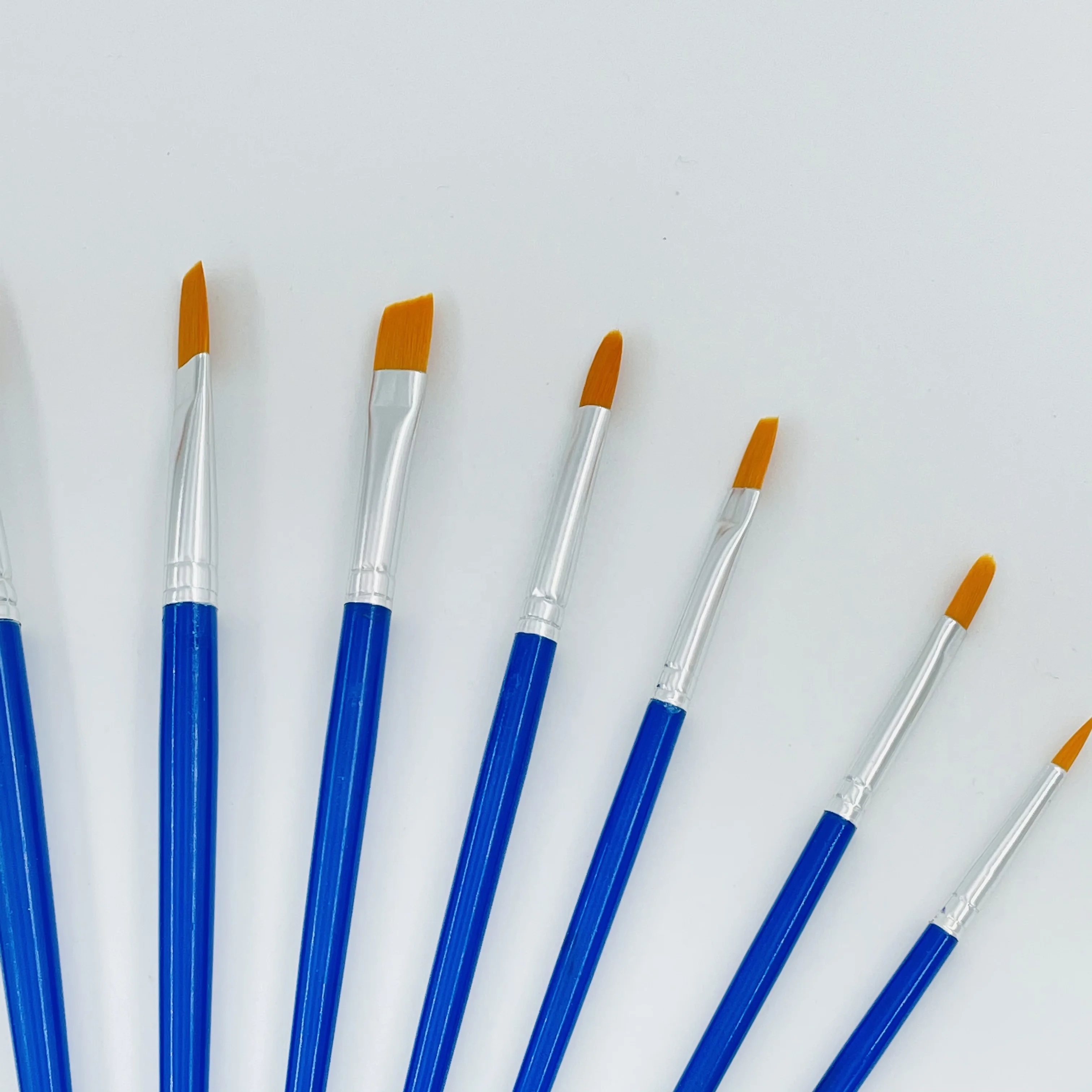 9pcs professional blue plastic handle aluminum tube nylon hair artist oil paint brush set