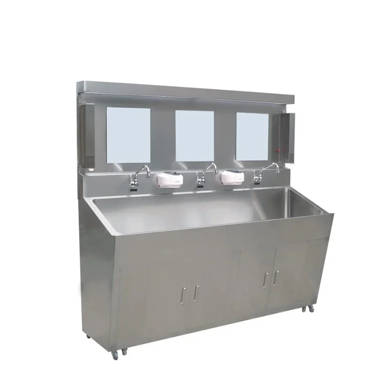 Operating Room Sink Stainless Steel Hospital Foot Control Sensor Hand Washing Sink Medical Scrub Station