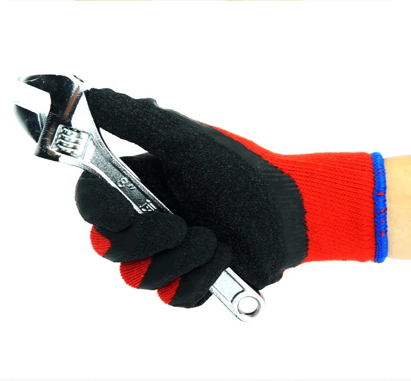 Natural latex coated polyester knitted work gloves cheap price