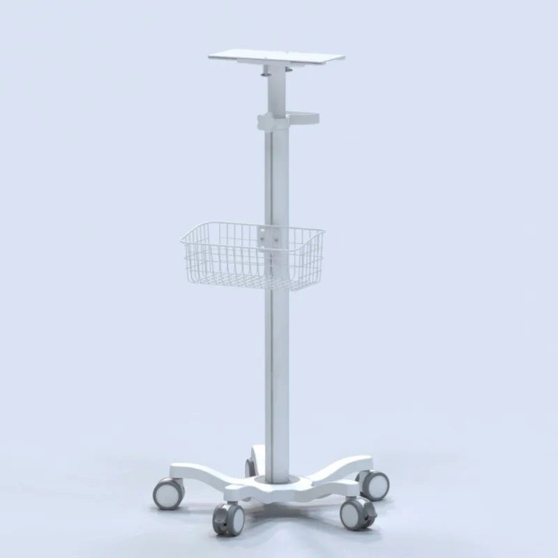Height Adjustable Multi-Functional Mobile Hospital Trolley Medical Metal Monitor Cart with Durable Metal Construction