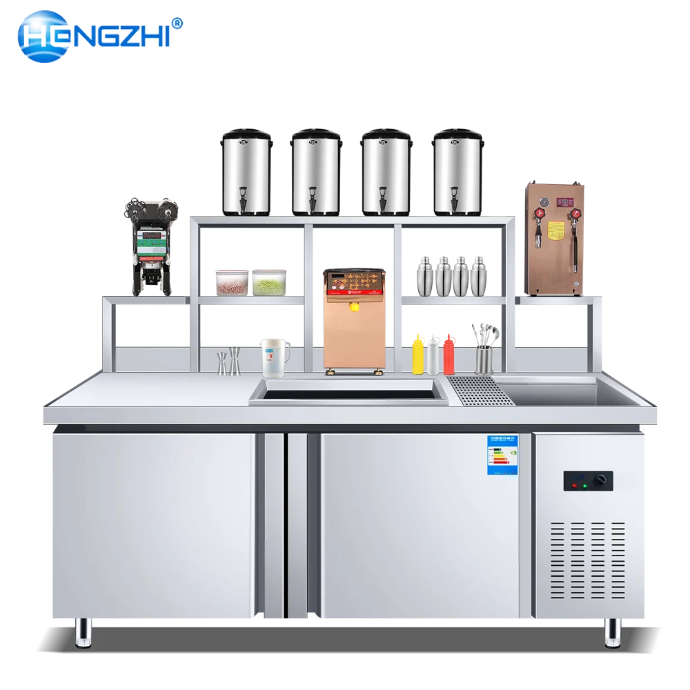 Stainless steel milk tea shop counter design display for shop