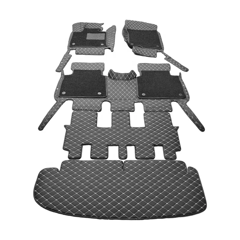 Factory direct sale customized Double-layer 7D leather car floor mats  for Hyundai Santafe Tucson Elantra