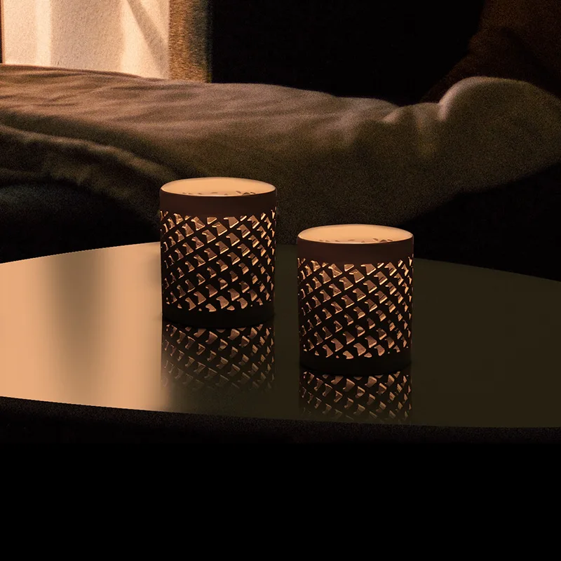 Hollow Ceramic Candle Cup Holder Retro Luxury Jars Restaurant Decoration Black Candle Jar for Candle